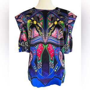 MANISH ARORA Paris Rare Abstract Couture S Statement Blouse Maximalist Art Bold